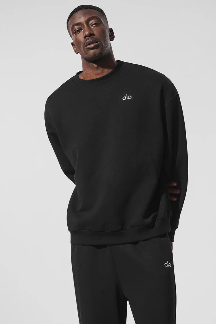 CREWNECK SWEATER BLACK alo