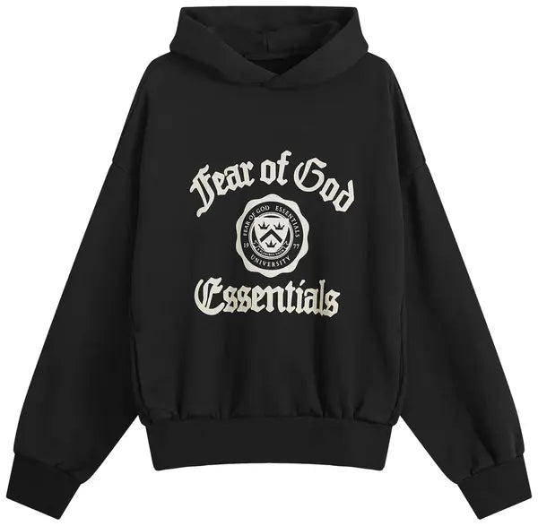 Fear of God Essentials Fleece Vintage Shrunken Hoodie 'Black