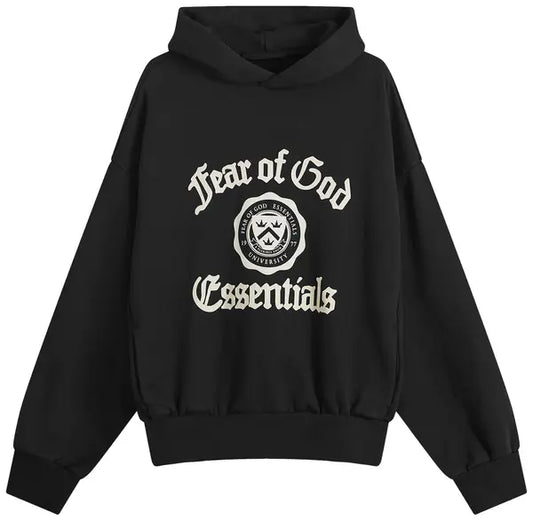 Fear of God Essentials Fleece Vintage Shrunken Hoodie 'Black